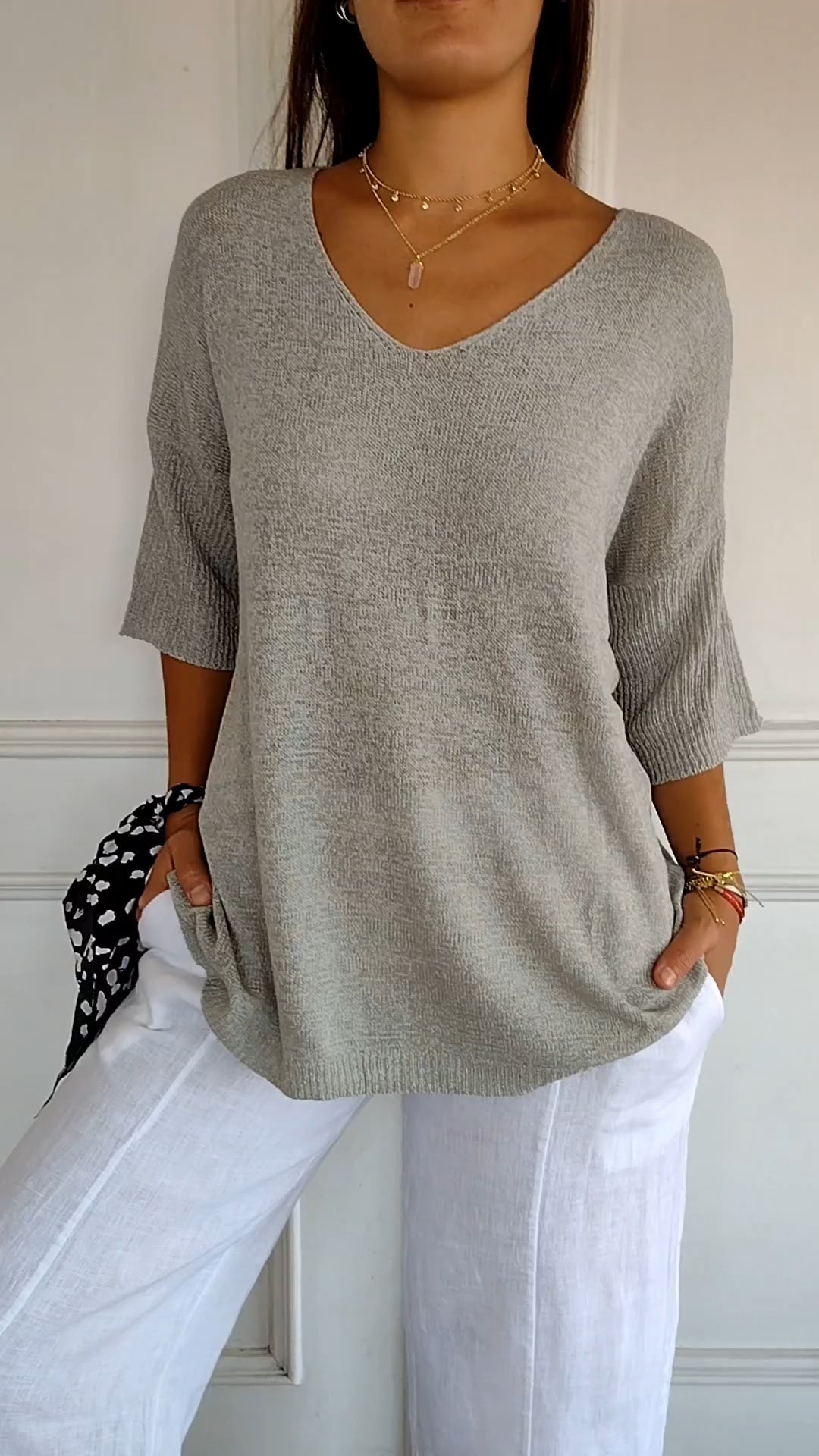 Casual top met V-hals