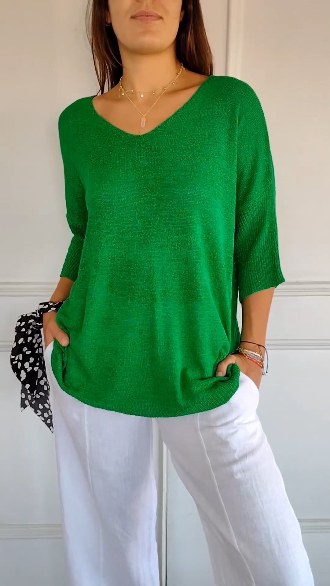 Casual top met V-hals