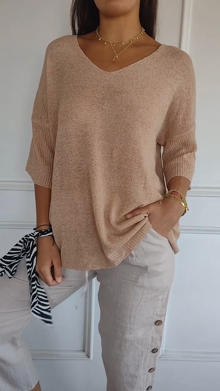 Casual top met V-hals