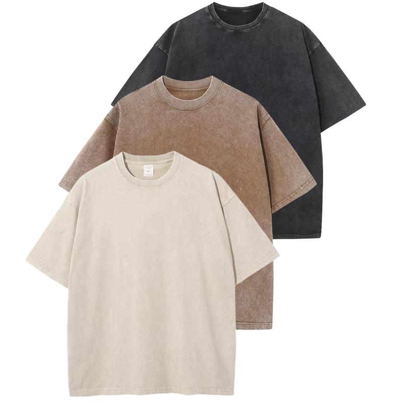 Casual T-shirt met ronde hals en losse pasvorm (3-pack)