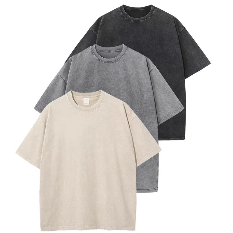 Casual T-shirt met ronde hals en losse pasvorm (3-pack)