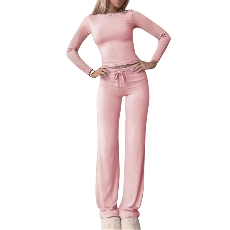 Slim Fit cropped T-shirt met lange mouwen en bijpassende broek