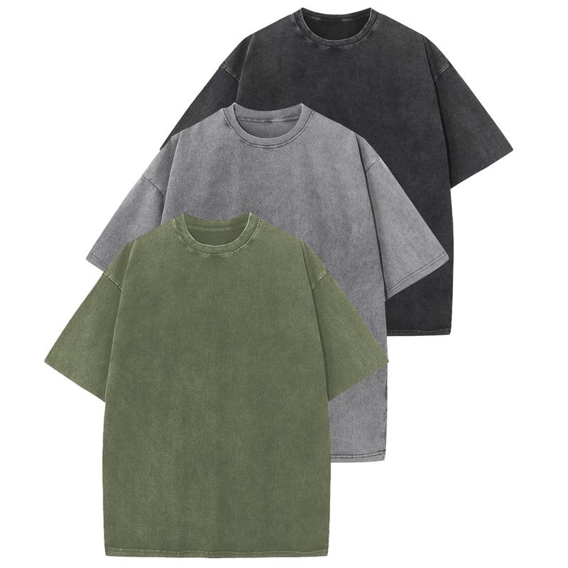 Casual T-shirt met ronde hals en losse pasvorm (3-pack)