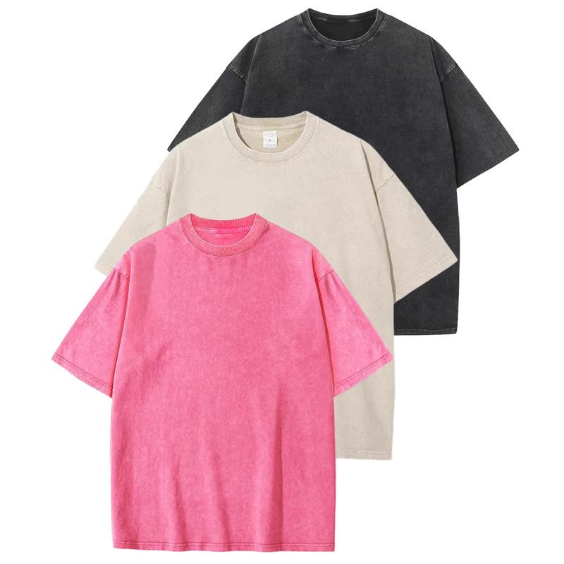 Casual T-shirt met ronde hals en losse pasvorm (3-pack)