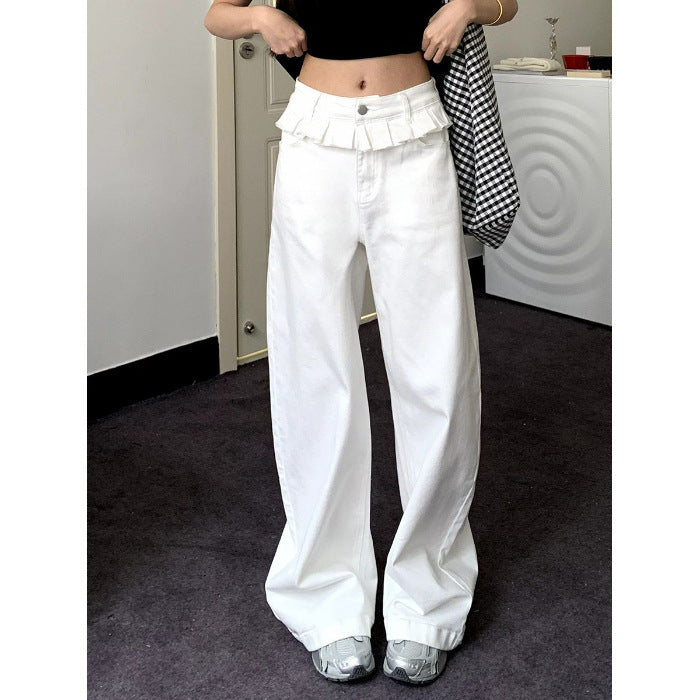 Elegante jeans met wijde pijpen en kanten randjes