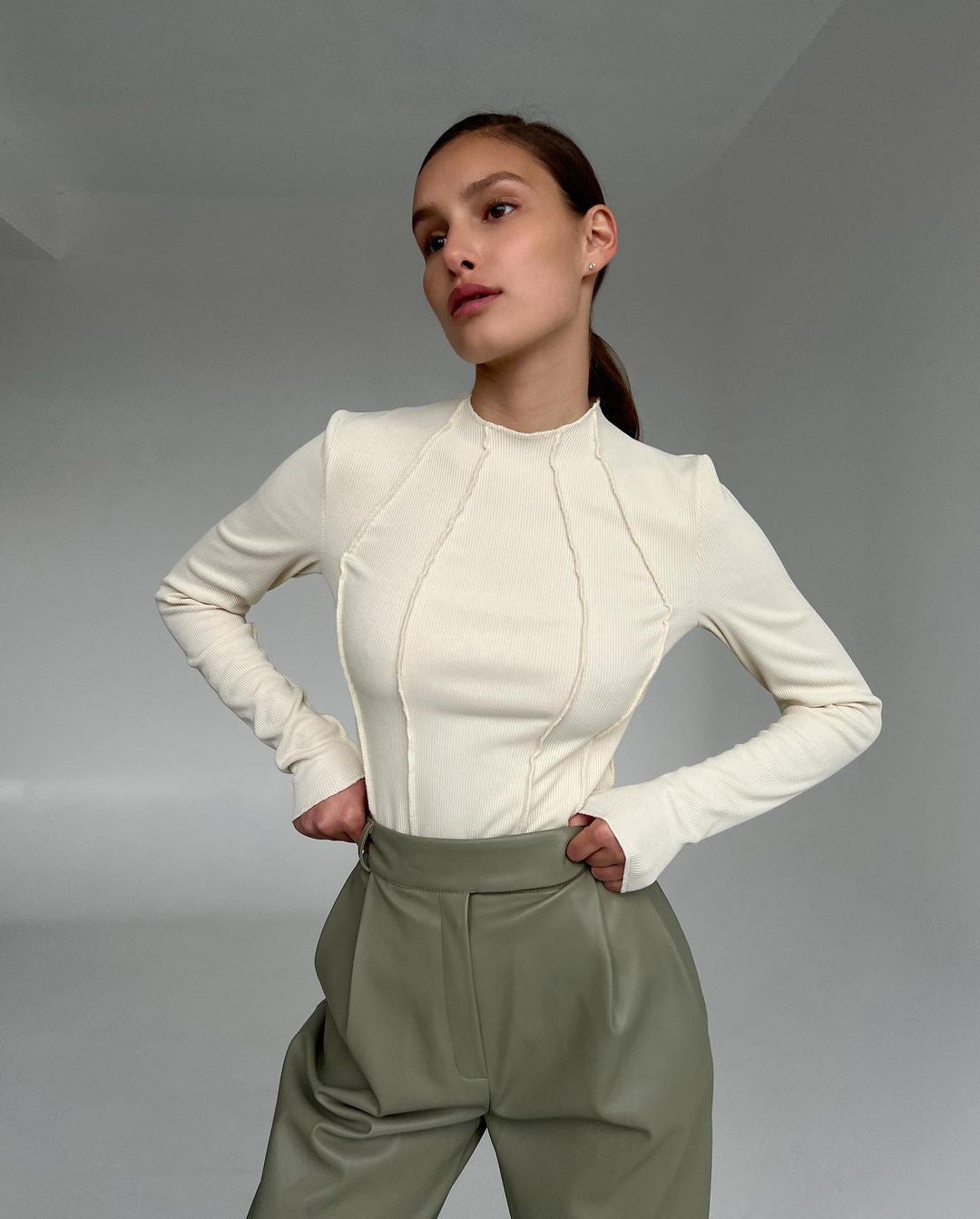 Basic top met lange mouwen